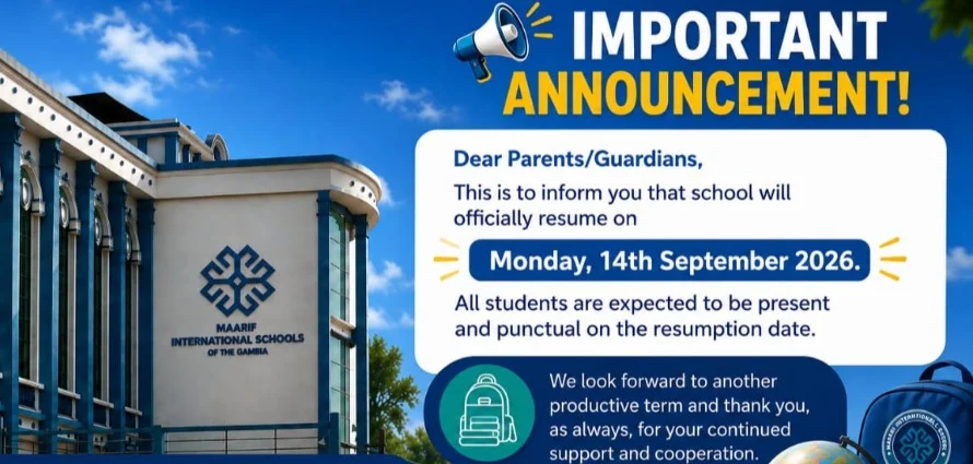 School Resumption Announcement-September 2026